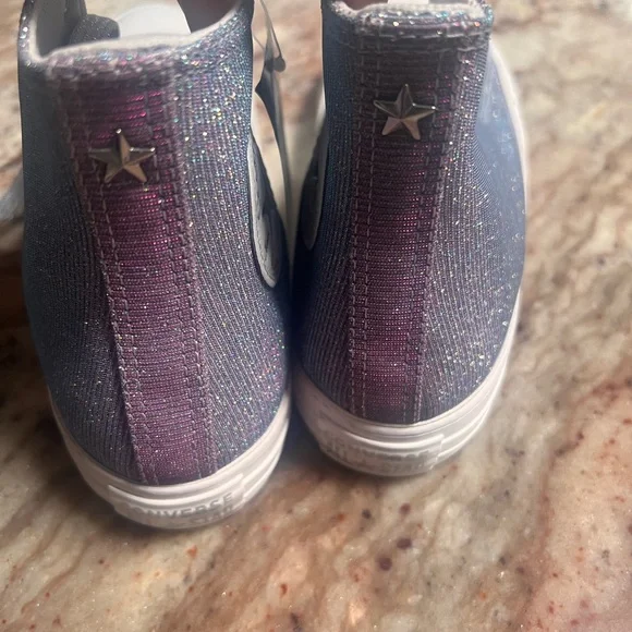 Converse Glittery High-Tops purple with White Shoes tenis sneaker - Picture 5 of 9